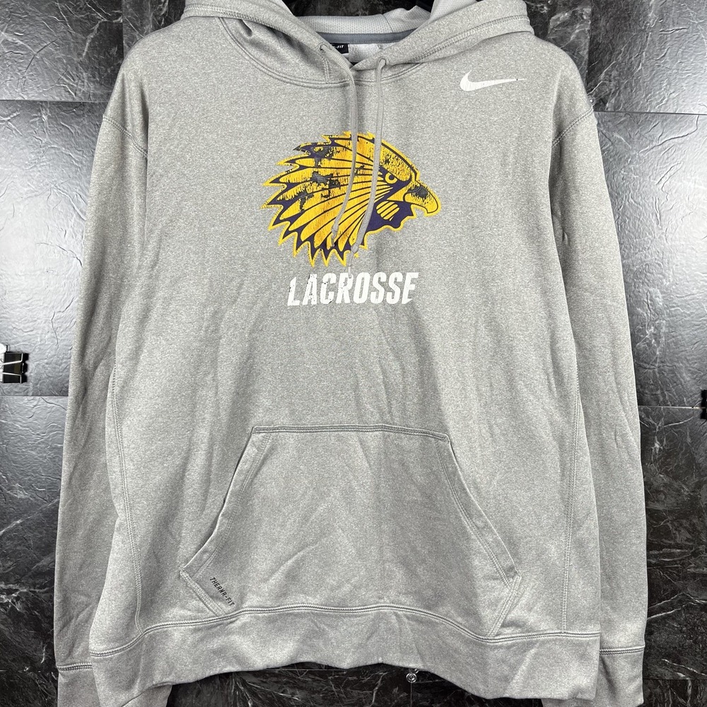 Nike Men's Grey Therma-Fit Lacrosse Hoodie Large